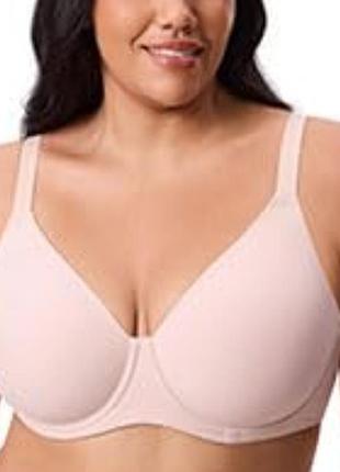 Качественный комфортный хлопковый бюстгалтер с гладкой уплотненной чашкой пудрового цвета, m&s, 38e/85f.