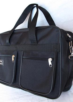 Мужская сумка es2630 черная через плечо папка портфель а4+ 38х26см