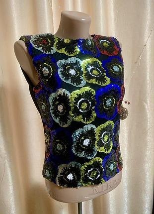 Блузка з пайетками квіточками elli white розмір s/m