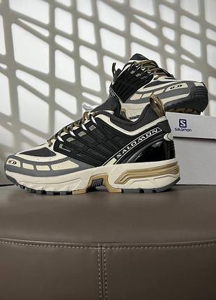 Sale! salomon acs pro gore-tex grey beige black, мужские кроссовки саломон на флисе