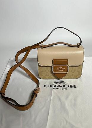 Сумка coach morgan square crossbody bag in blocked signature canvas