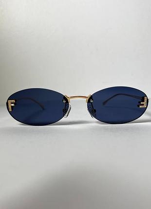 Солнцезащитные очки fendi first crystal ovale sonnenbrille gold/blue
