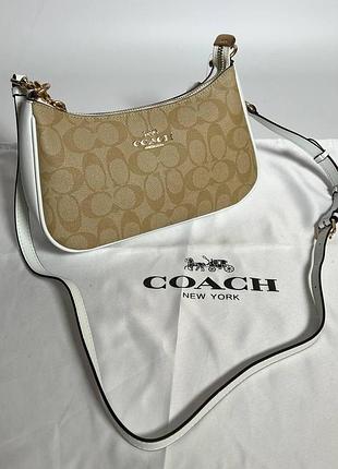 Сумка coach teri shoulder bag in signature canvas gold/sand/chalk