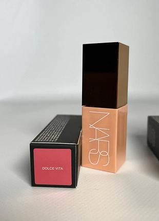 Румяна nars afterglow liquid blush dolce vita peachy pink with golden shimmer standart natural 7 мл
