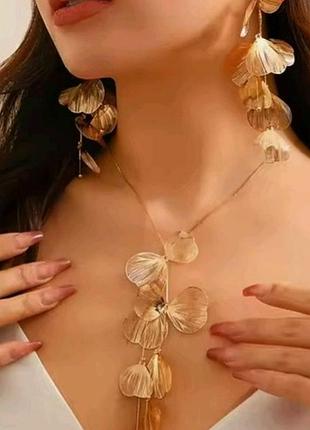 Ніжне мереживне намисто+сережки в богемному стилі