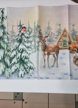 Скатертина новорічна святкова - ранер.
40×150