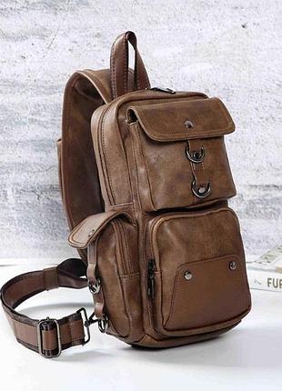 Сумка для чоловіка-барсетка через плече коричневий