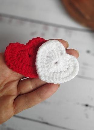 Вязаные сердечки для декора, однотонные и двухцветные, декор ко дню валентина