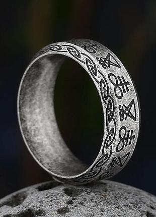 Каблучка, стильний перстень, печатка для чоловіків сталеве sigillum 17 з медичної нержавіючої сталі з рунами 17 limited edition