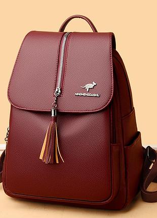 Жіночий міський рюкзак кенгуру з віночком, невеликий прогулянковий рюкзачок червоний