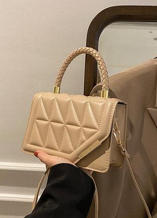 Модна невелика жіноча сумочка, клатч, мінісумка стьобана сумка-клатч жіночий кофейный