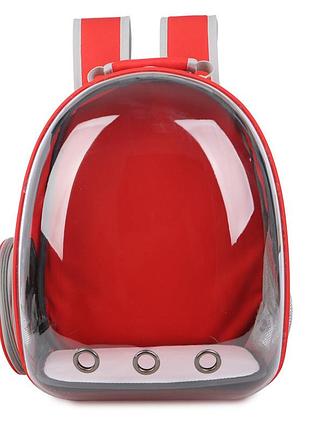 Прозорий рюкзак для перенесення тварин, переноска, сумка для тварин pet cat pc-42 для домашніх тварин, для котів і собак червоний