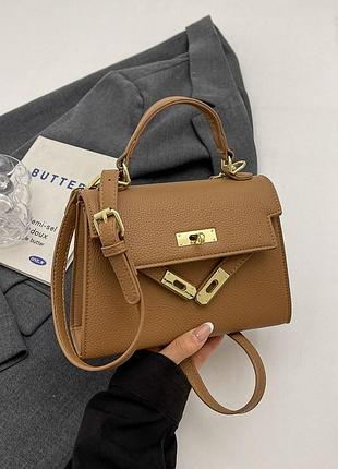 Сумочка жіноча 6219 крос-боді з ремінцем чорного кольору бежевий