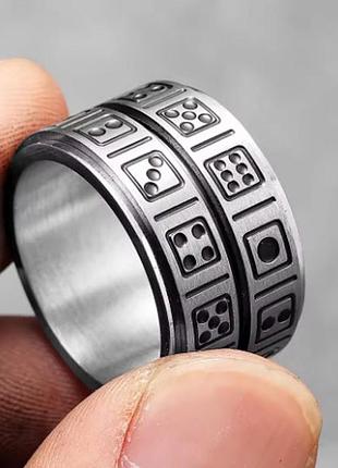 Кільце стильний перстень каблучка для чоловіків зі сталі dice 19 з нержавіючої сталі з доміно limited edition 21
