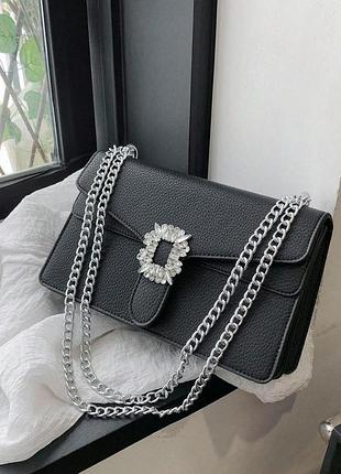 Сумочка женская кросс-боди черного цвета 27x17x8, черный