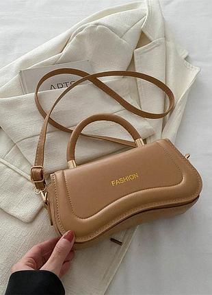 Сумочка женская fashion 8414 кросс-боди черного цвета бежевый