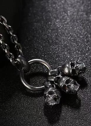 Чоловічий кулон підвіска, прикраса без ланцюжка treho на шию з медичної сталі під срібло з черепом limited edition