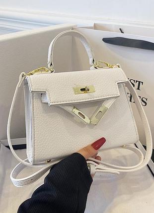 Сумочка жіноча 8830 крос-боді з ремінцем чорного кольору білий