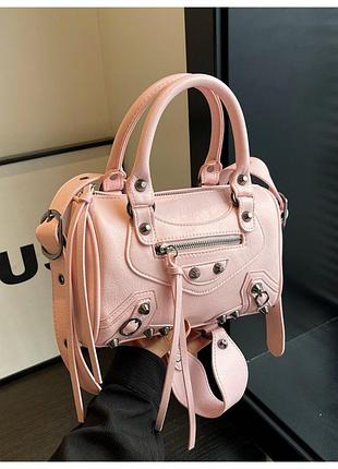 Сумочка женская 10617 две ручки кросс-боди черного цвета розовый