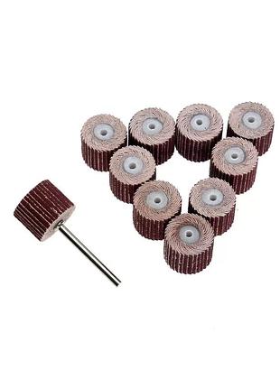 Набір пелюсткових кругів 10 шт, 240 грит, 10×10 мм для гравера з тримачем