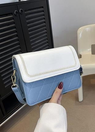 Сумочка жіноча 6037 крос-боді чорного кольору блакитний