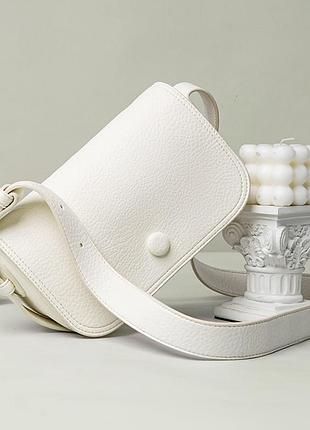 Сумочка класична жіноча 10360 крос-боді з ремінцем чорного кольору молочний