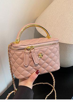 Жіноча сумка-косметичка 7100 vanity bag крос-боді рожева