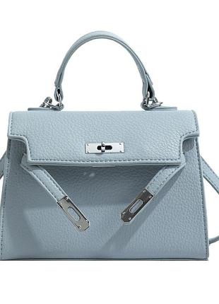 Сумочка жіноча 9620 крос-боді з ремінцем чорного кольору блакитний