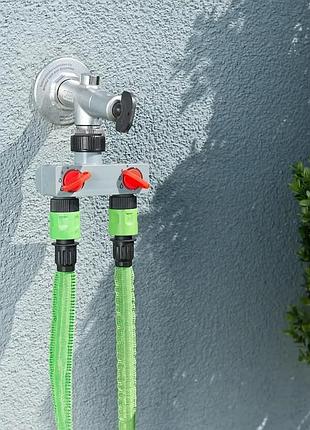 Адаптер розподільник aqualin 27211 для поливу підключення на 2 лінії садовий інструмент