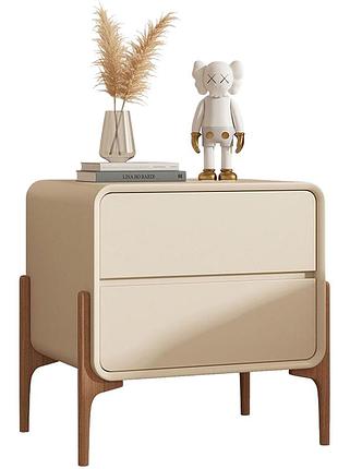 Тумба приліжкова з двома ящиками на дерев'яних ніжках nb-50 white