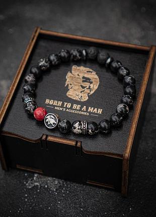 Браслет знак зодіаку лев, виготовлений з натурального каміння риби limited edition