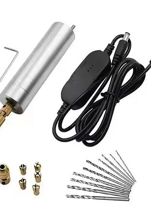 Міні-дриль електрична usb 5.5в з цанговим патроном 0.3-4 мм для гравіювання, ювелірних робіт та творчості