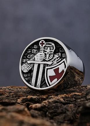 Перстень чоловічий сталевий swordman 20 каблучка кільце з нержавіючої сталі 316l з тамплієром 19