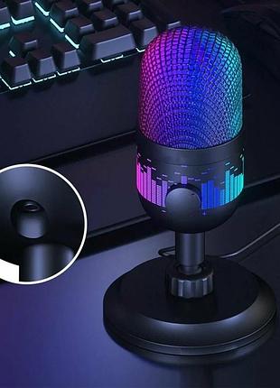 Микрофон игровой конденсаторный для записи ak-1i с rgb-подсветкой настольный