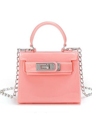 Детская невеликая сумочка 10448 кросс-боди на ремешке белого цвета розовый, сумка