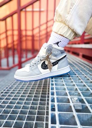 Nike air jordan 1 retro high grey, кроссовки найк джордан