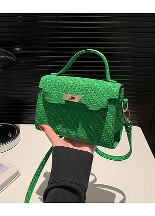 Жіноча сумочка крос-боді з ремінцем чорного кольору зелений