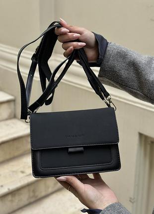 Женская бежевая сумочка 2213 кросс-боди замшевая велюровая наппа черный