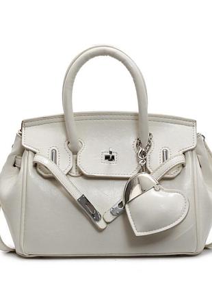 Сумочка жіноча 1091 крос-боді з ремінцем велика чорного кольору 24x16x11, білий