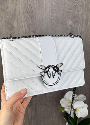 Модна жіноча невелика сумка на ланцюжку пінко біла золотиста pinko білий із нікелем