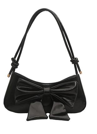 Женская белого цвета сумочка 3212 багет черный