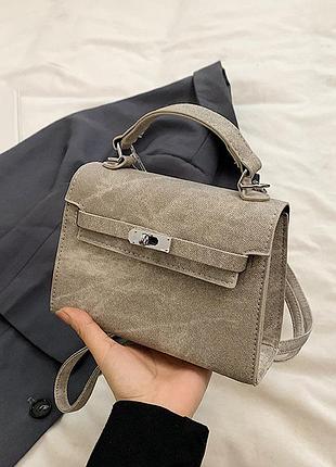 Сумочка жіноча 8594 крос-боді з ремінцем сіра