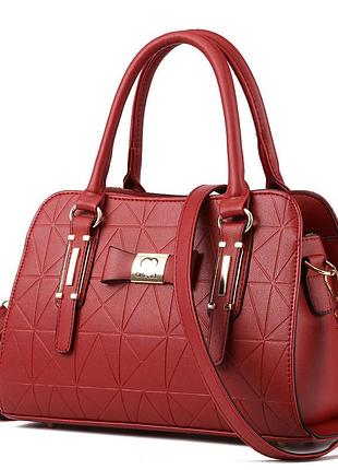 Жіноча сумка через плече крос боді 776481 з двома ручками темно-червона