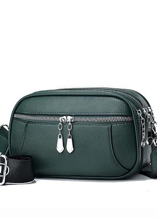 Женская сумка через плечо, кросс боди 1031-2 с ремешком зеленая