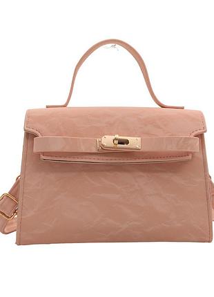 Жіноча сумка 8010 крос-боді бархатна велюрова замшева на ремінці рожева