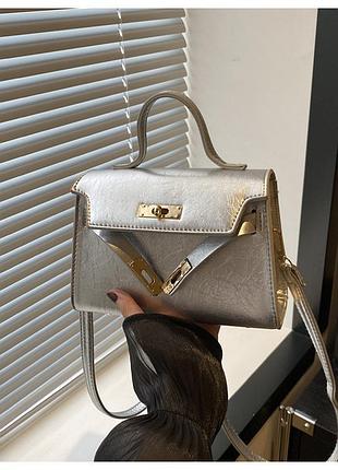 Сумочка жіноча 6184 крос-боді чорного кольору сріблястий