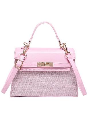 Сумочка жіноча 3205 крос-боді з ремінцем чорного кольору рожевий