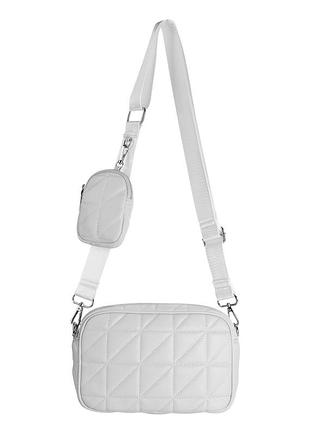 Сумочка класична жіноча стьобана крос-боді з гаманцем t-149 чорного кольору білий