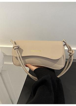 Сумочка женская 3980 багет черного цвета бежевый
