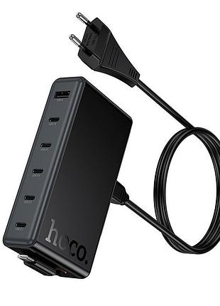 Адаптер сетевой hoco c151a usb, 6type-c, qc, черный 5
